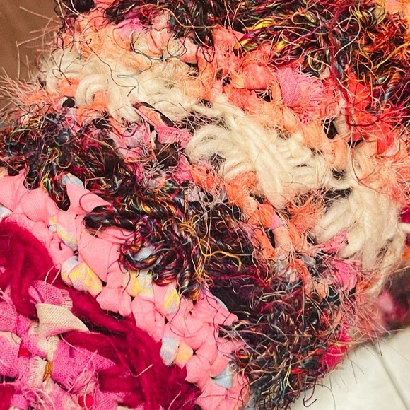 Boho Silk and Fabric Crocheted Fleece Mittens - Picture 7 of 8